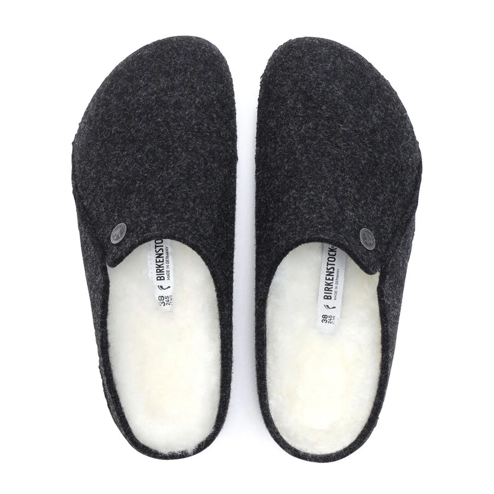 Birkenstock Zermatt Slipper (Unisex) - Anthracite Wool/Natural Shearling