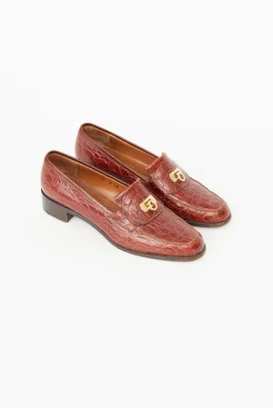 Brown Leather Embossed Loafer