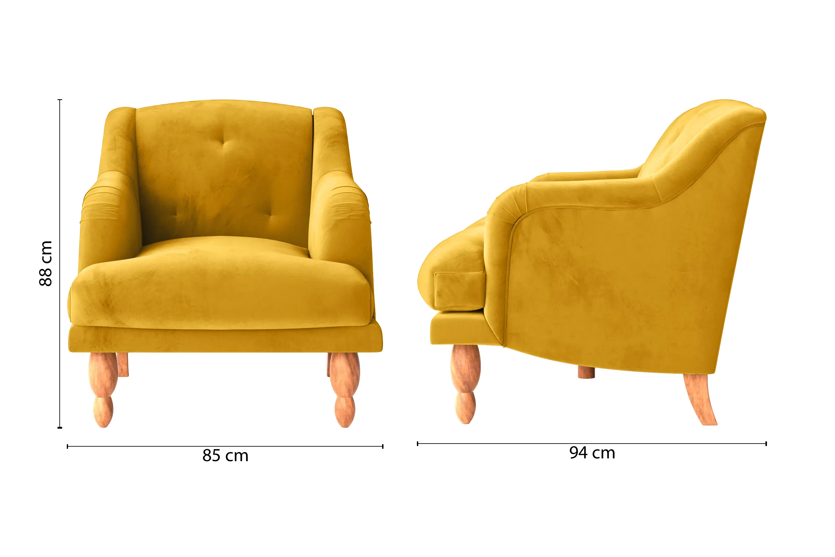 Burlington Armchair Yellow Velvet