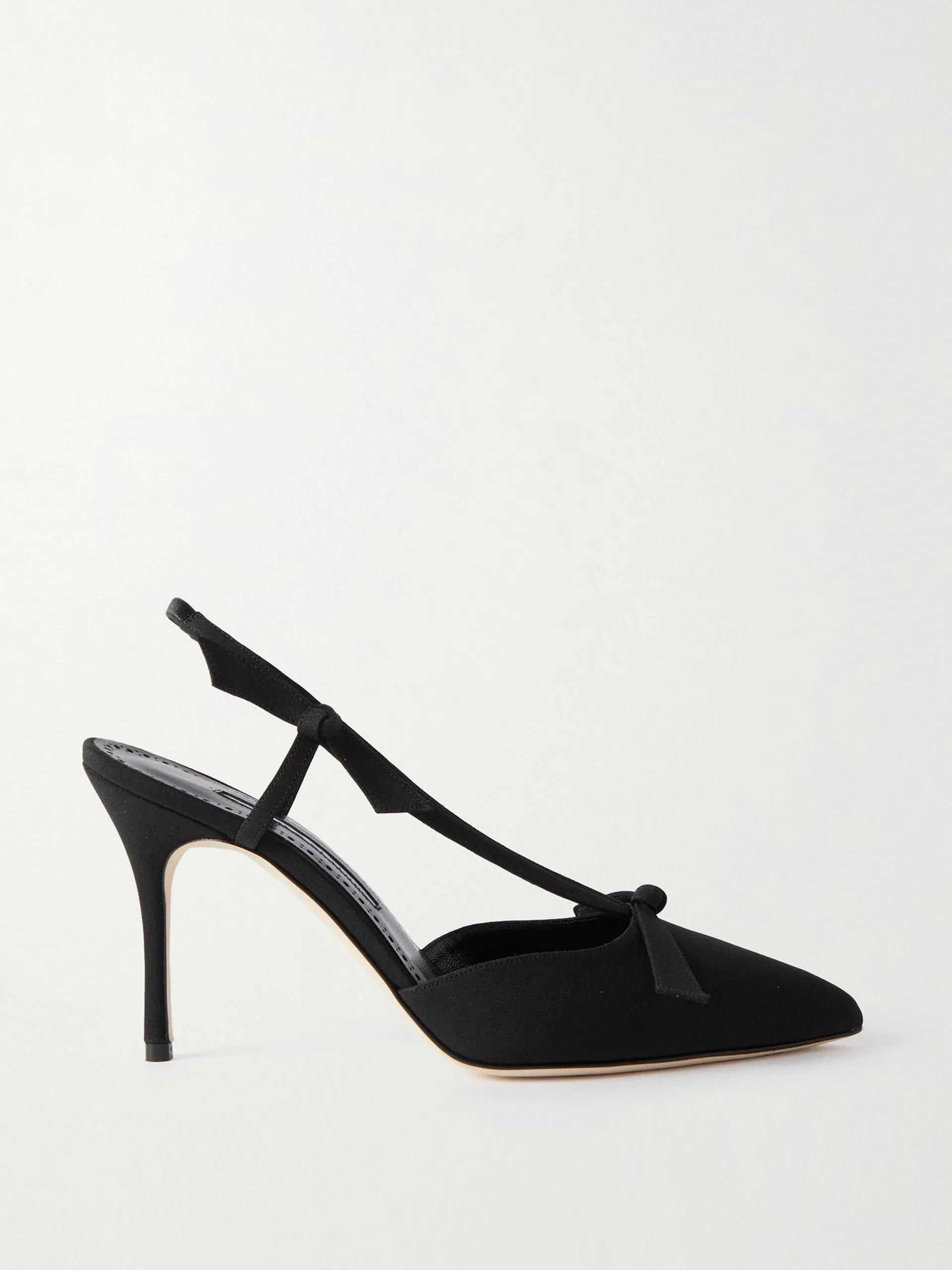 Corintia 90 bow-embellished crepe de chine slingback pumps