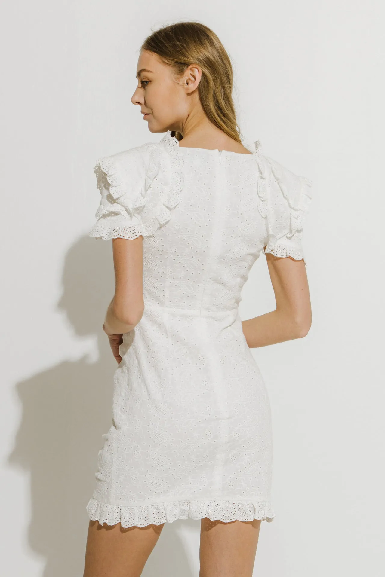 Endless Rose - Eyelet Fitted Mini Dress