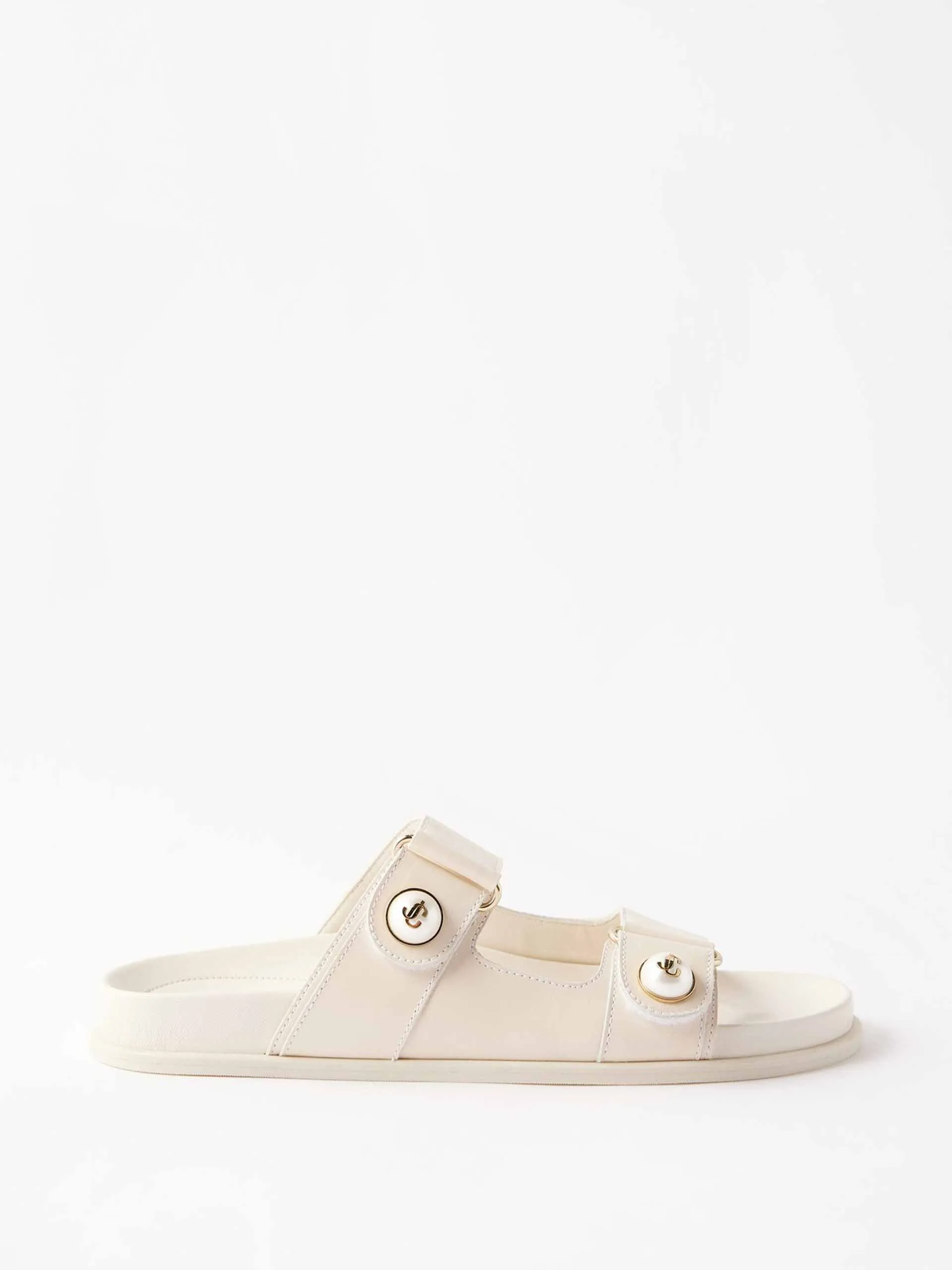 Faux pearl-embellished leather sandals