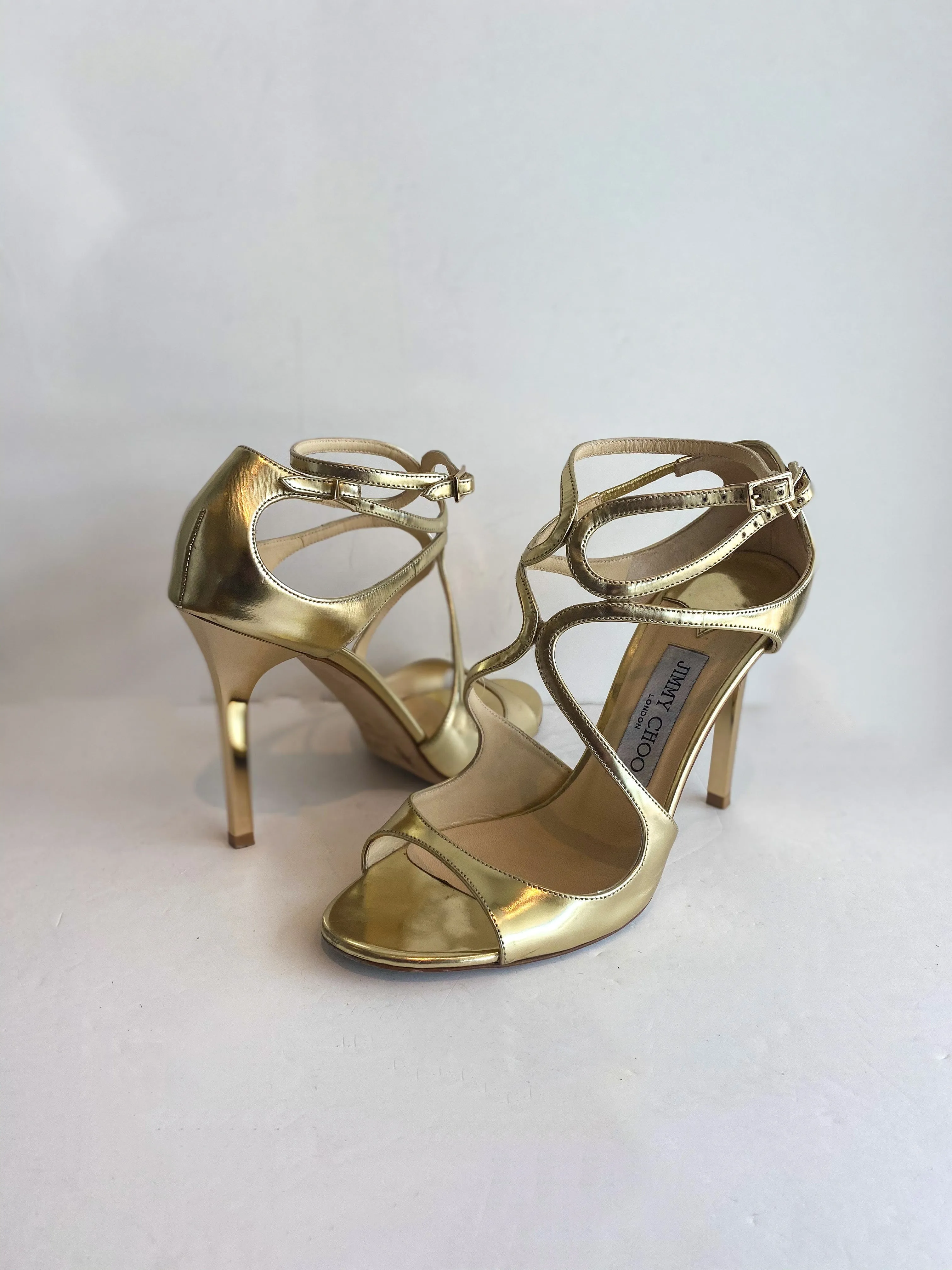 Jimmy Choo Lang Gold Heels