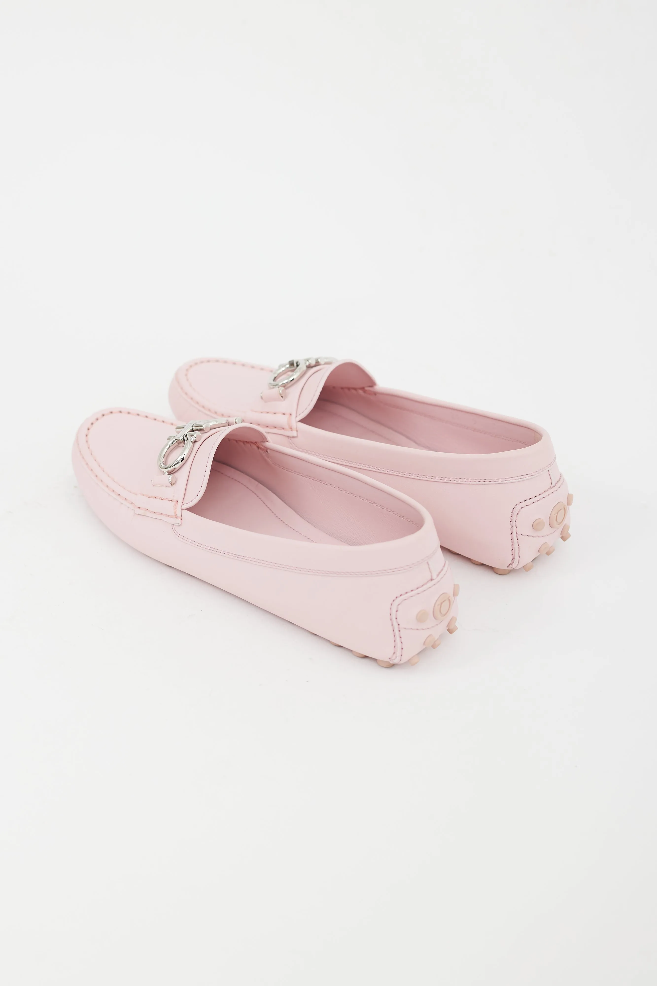 Pink Leather Gancini Buckle Loafer