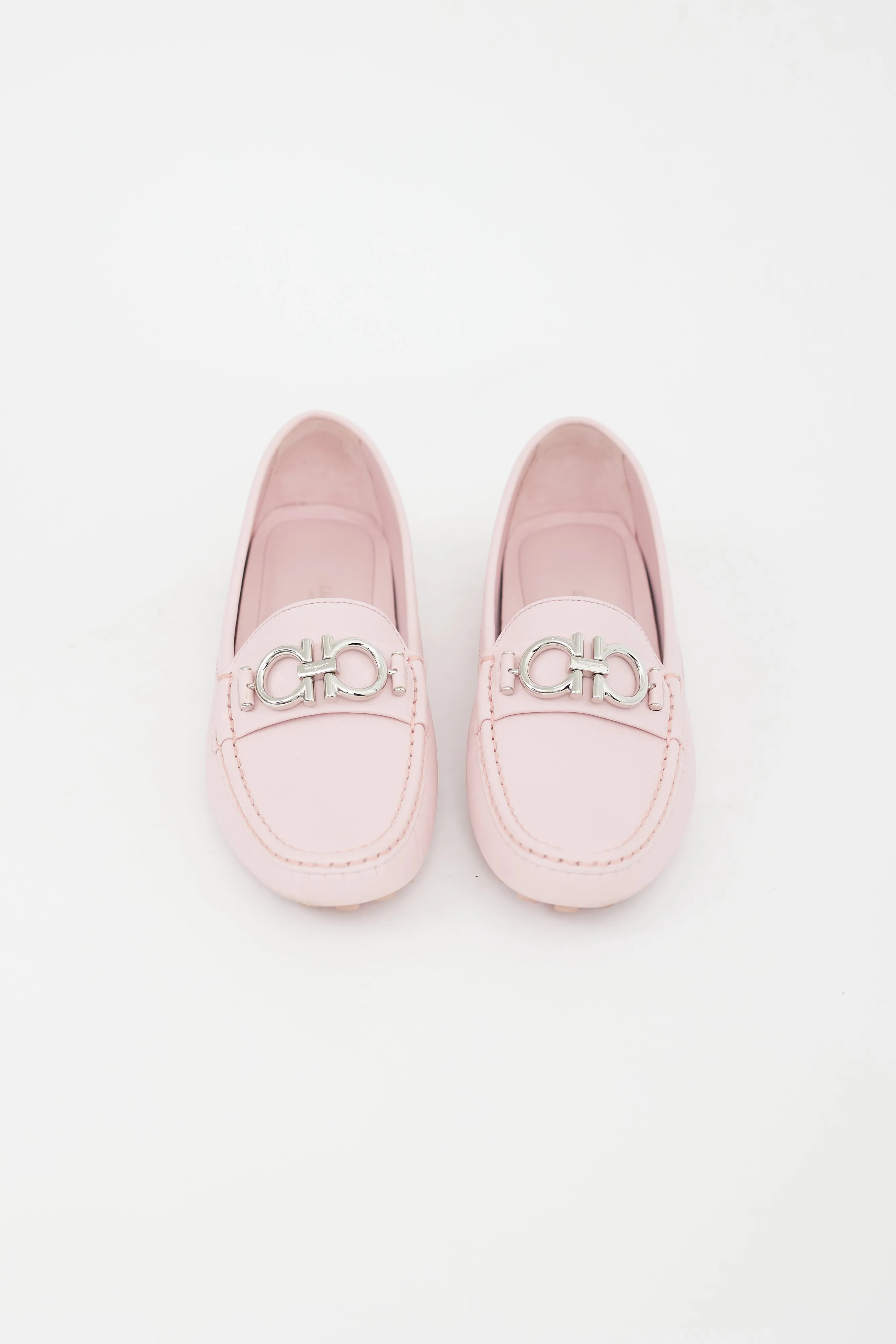 Pink Leather Gancini Buckle Loafer