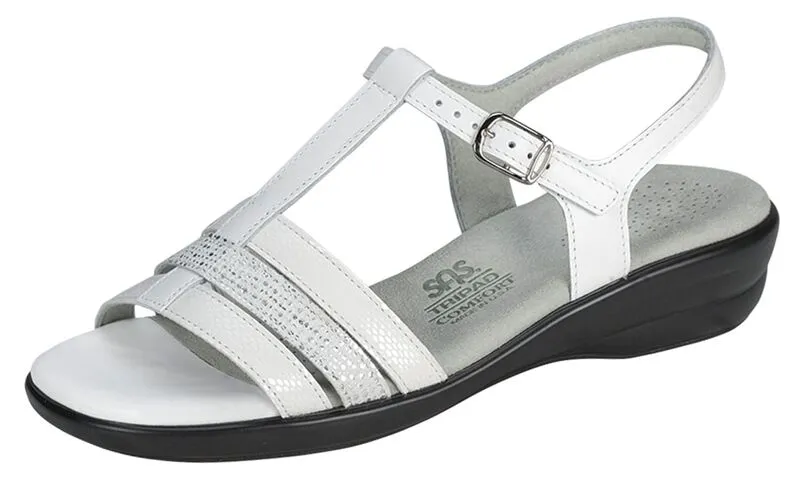 SAS Women's Capri White Snake T-Strap Sandal-CAPRI234-Made in USA-Brandy's Shoes