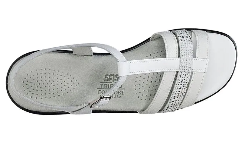 SAS Women's Capri White Snake T-Strap Sandal-CAPRI234-Made in USA-Brandy's Shoes