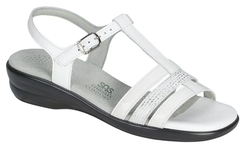 SAS Women's Capri White Snake T-Strap Sandal-CAPRI234-Made in USA-Brandy's Shoes